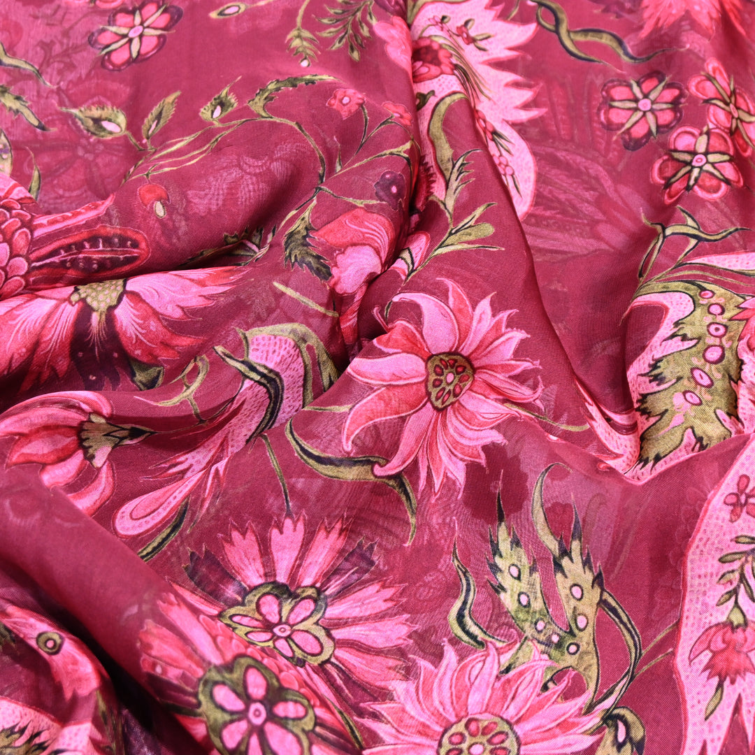 Premium Viscose Organza Digital Print Floral Designer Fabric 001665-12