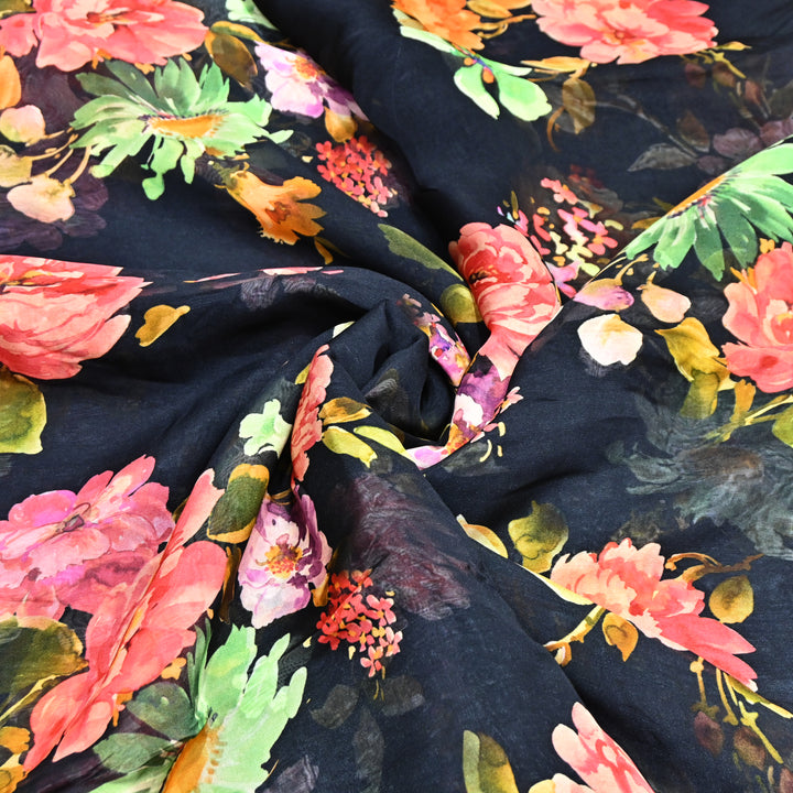 Premium Viscose Organza Digital Print Floral Designer Fabric 001665-5