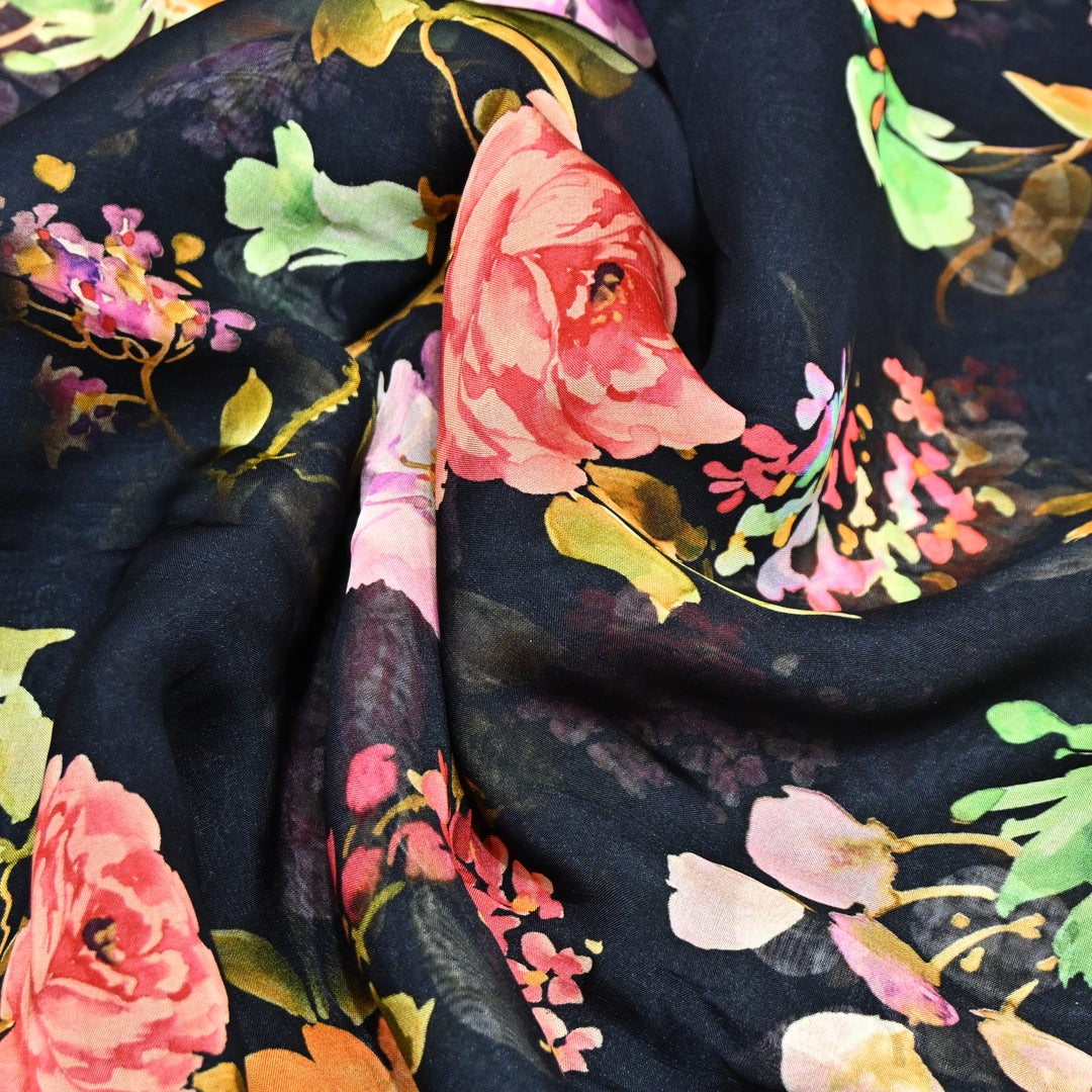 Premium Viscose Organza Digital Print Floral Designer Fabric 001665-5