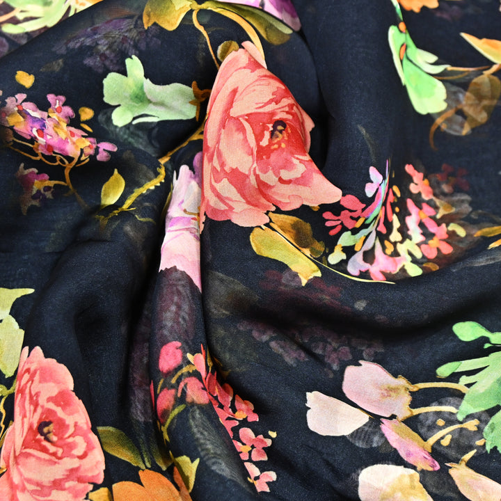 Premium Viscose Organza Digital Print Floral Designer Fabric 001665-5