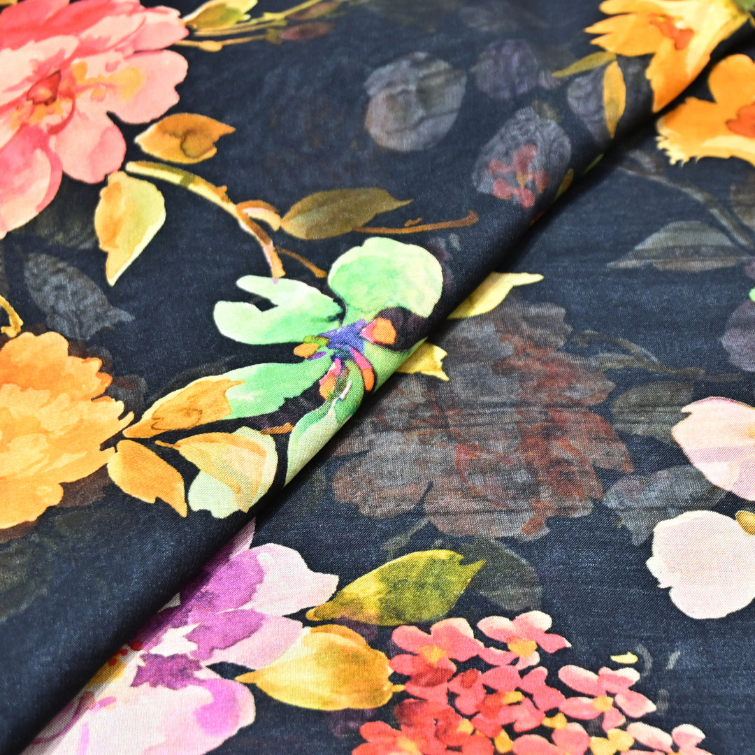 Premium Viscose Organza Digital Print Floral Designer Fabric 001665-5