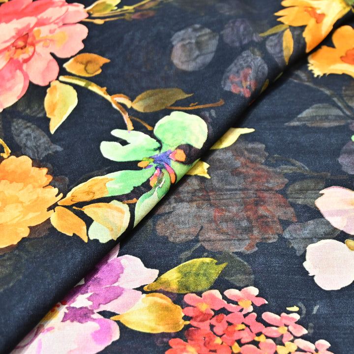 Premium Viscose Organza Digital Print Floral Designer Fabric 001665-5