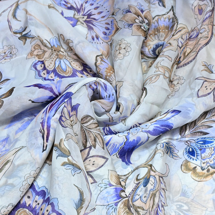 Premium Viscose Organza Digital Print Floral Designer Fabric 001665-4