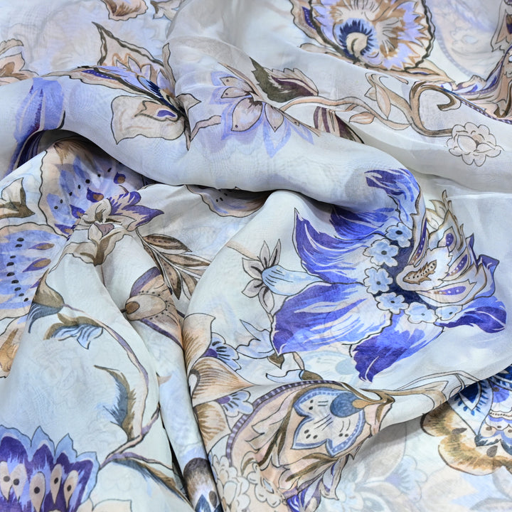 Premium Viscose Organza Digital Print Floral Designer Fabric 001665-4