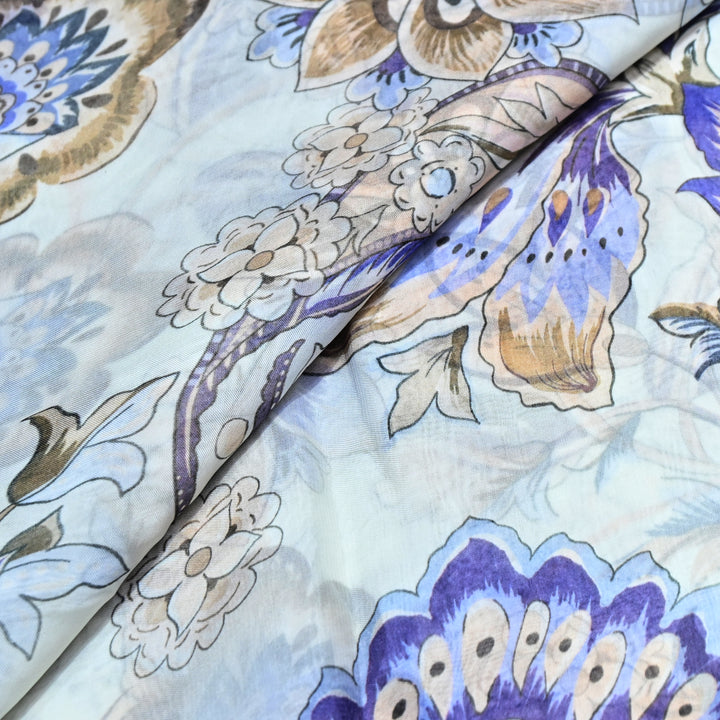 Premium Viscose Organza Digital Print Floral Designer Fabric 001665-4