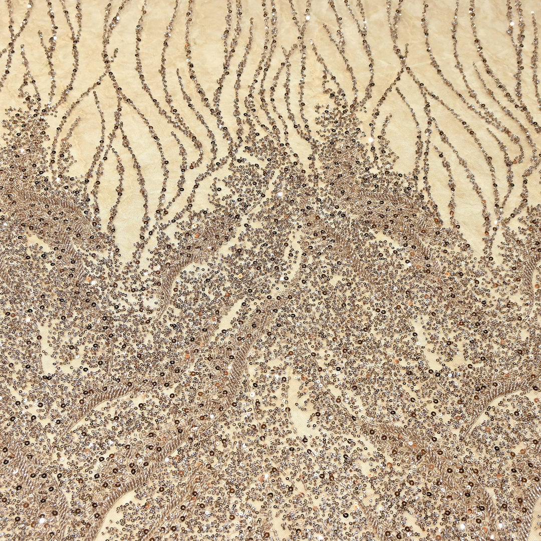 Luxury Imported Heavy Cut Dana, Beads & Sequins Embroidered Net Fabric | AT18226-4