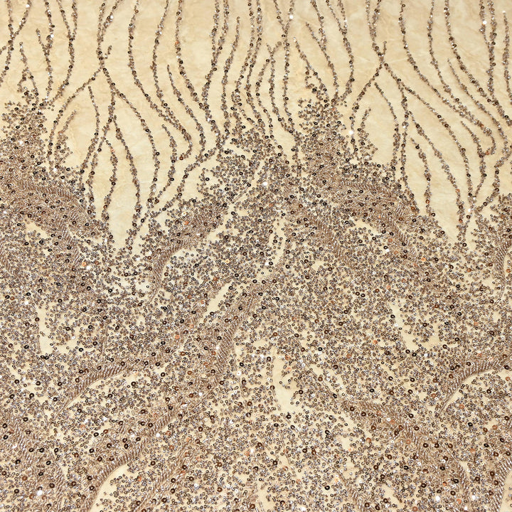 Luxury Imported Heavy Cut Dana, Beads & Sequins Embroidered Net Fabric | AT18226-4