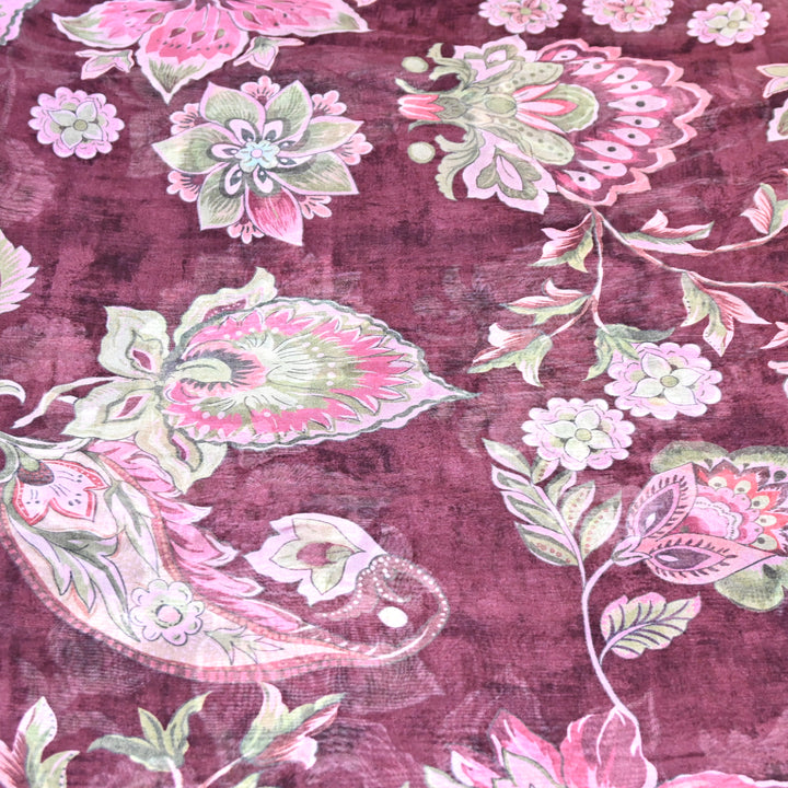 Premium Viscose Organza Digital Print Floral Designer Fabric 001665-3