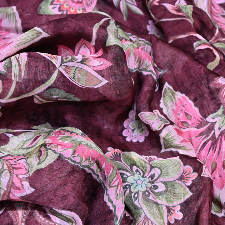 Premium Viscose Organza Digital Print Floral Designer Fabric 001665-3