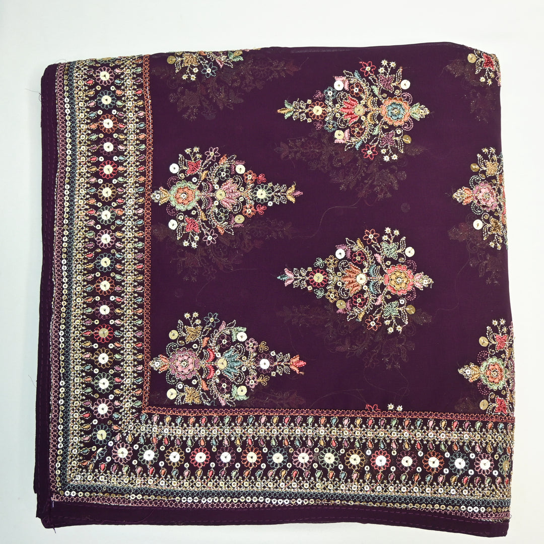 Georgette Zari Sequins Embroidery Dupatta