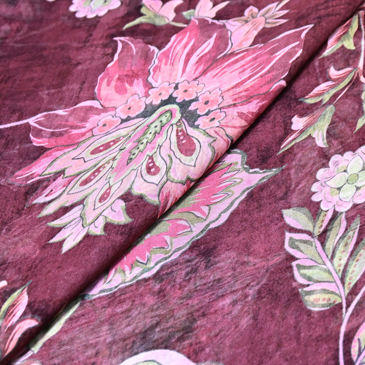 Premium Viscose Organza Digital Print Floral Designer Fabric 001665-3