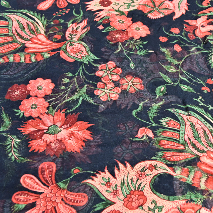 Premium Viscose Organza Digital Print Floral Designer Fabric 001665-2