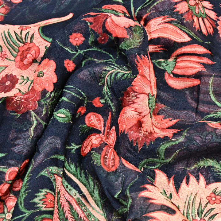 Premium Viscose Organza Digital Print Floral Designer Fabric 001665-2