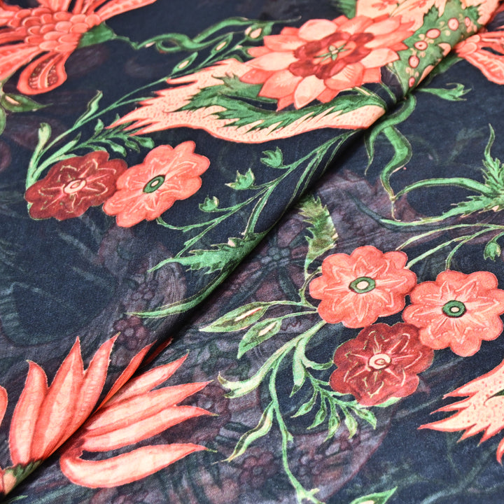Premium Viscose Organza Digital Print Floral Designer Fabric 001665-2