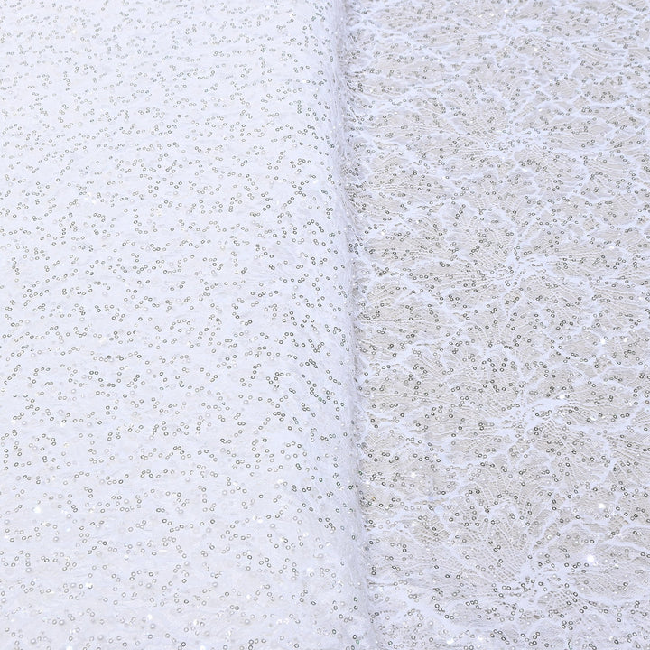 Luxury Imported Heavy Cut Dana, Beads & Sequins Embroidered Net Fabric | 000648-A