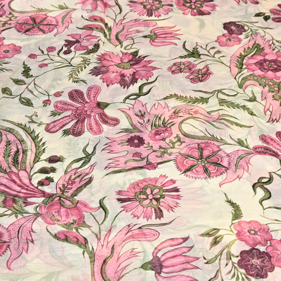 Premium Viscose Organza Digital Print Floral Designer Fabric 001665-1