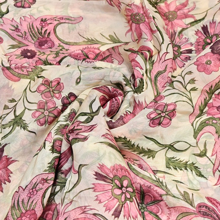 Premium Viscose Organza Digital Print Floral Designer Fabric 001665-1