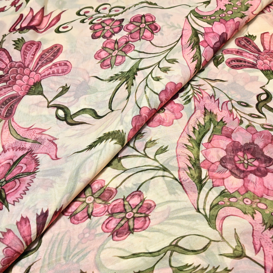 Premium Viscose Organza Digital Print Floral Designer Fabric 001665-1