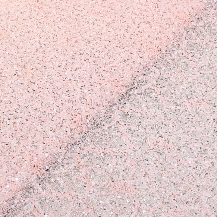 Luxury Imported Heavy Cut Dana, Beads & Sequins Embroidered Net Fabric | 000648-B