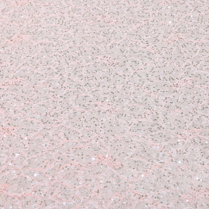 Luxury Imported Heavy Cut Dana, Beads & Sequins Embroidered Net Fabric | 000648-B