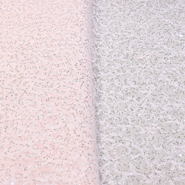 Luxury Imported Heavy Cut Dana, Beads & Sequins Embroidered Net Fabric | 000648-D