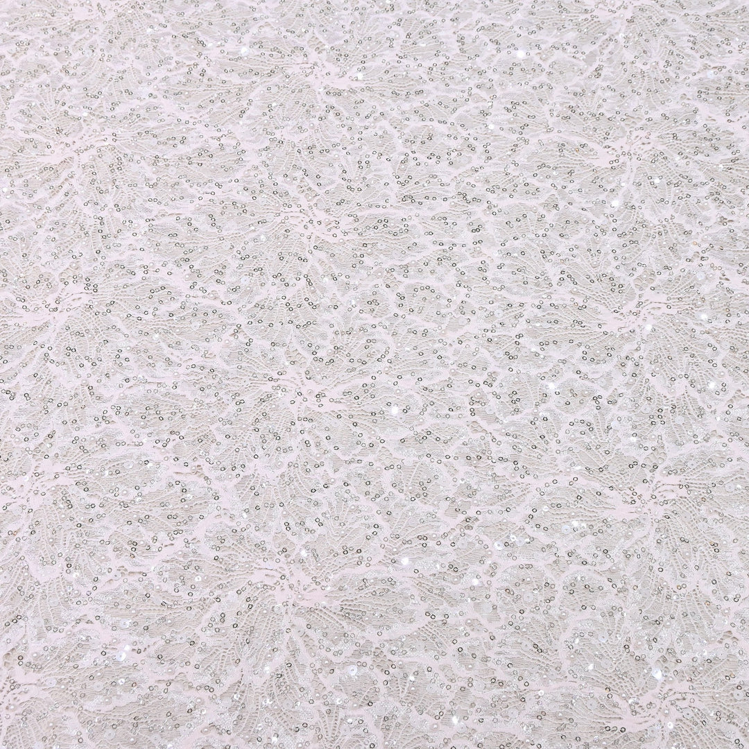 Luxury Imported Heavy Cut Dana, Beads & Sequins Embroidered Net Fabric | 000648-D