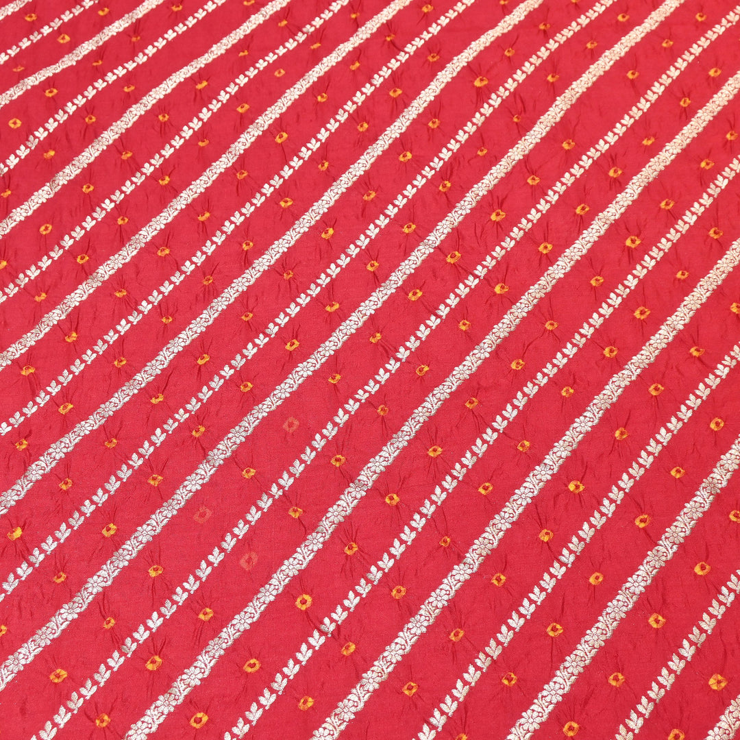 Premium Pure Chiniya Silk Zari Bandhej Fabric | Bandhej Fabric | 002171-01