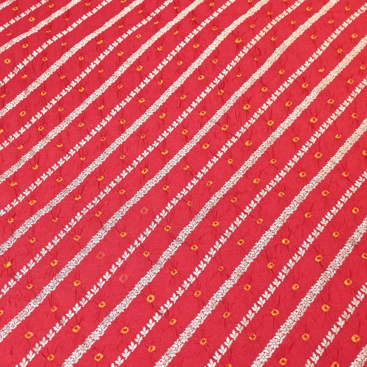 Premium Pure Chiniya Silk Zari Bandhej Fabric | Bandhej Fabric | 002171-01