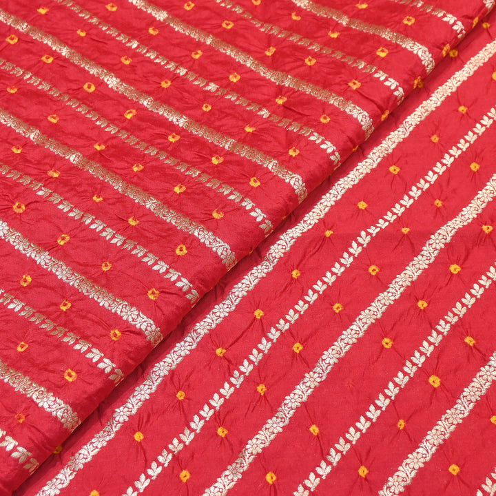 Premium Pure Chiniya Silk Zari Bandhej Fabric | Bandhej Fabric | 002171-01