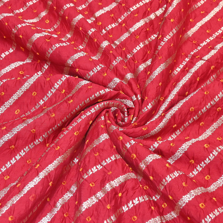 Premium Pure Chiniya Silk Zari Bandhej Fabric | Bandhej Fabric | 002171-01