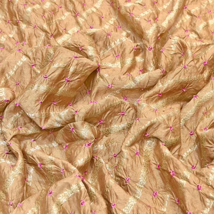 Premium Pure Chiniya Silk Zari Bandhej Fabric | Bandhej Fabric | 002171-02