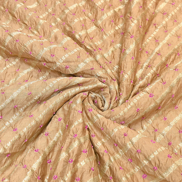 Premium Pure Chiniya Silk Zari Bandhej Fabric | Bandhej Fabric | 002171-02