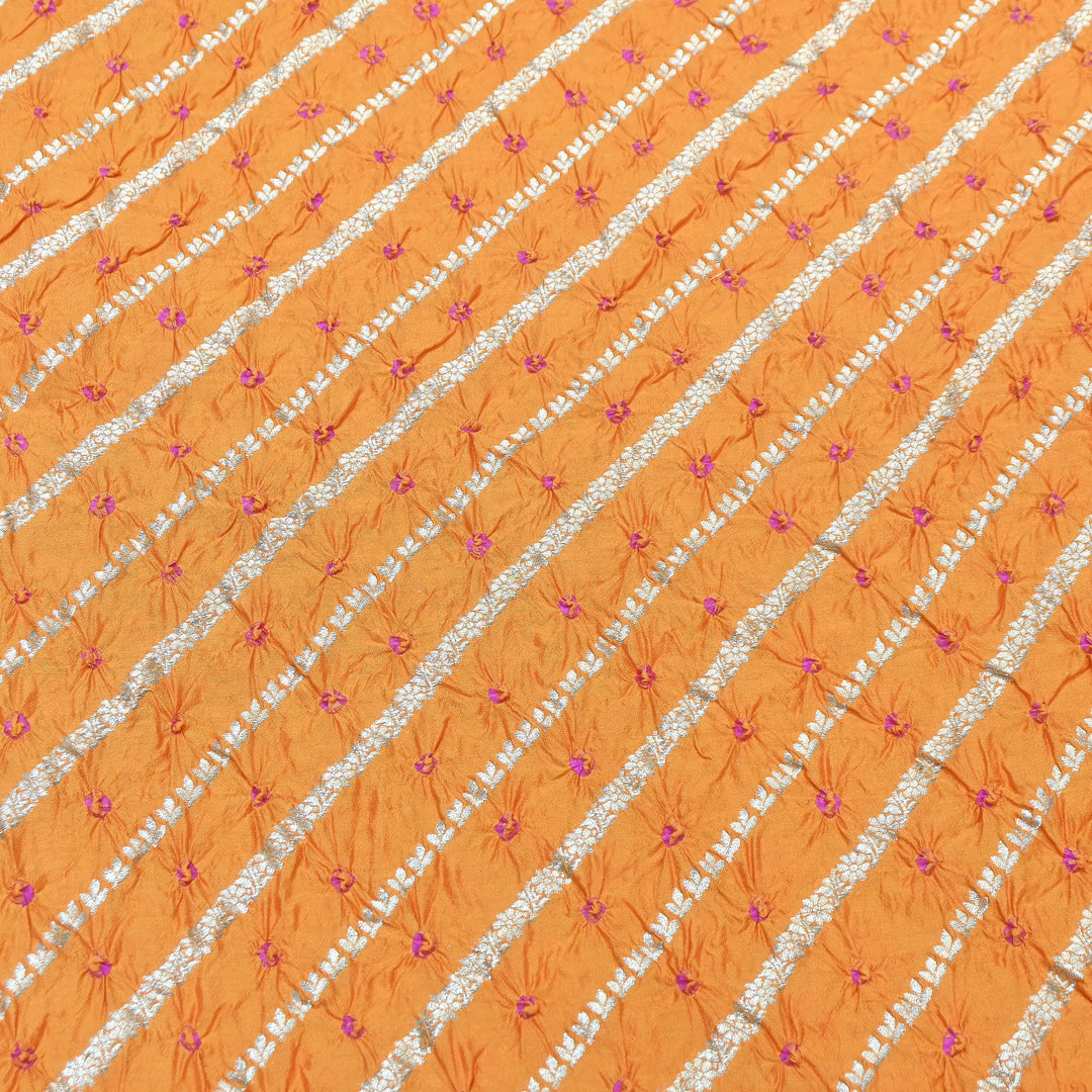 Premium Pure Chiniya Silk Zari Bandhej Fabric | Bandhej Fabric | 002171-03
