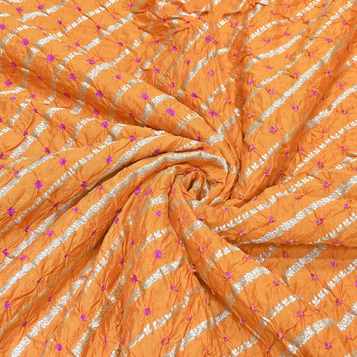 Premium Pure Chiniya Silk Zari Bandhej Fabric | Bandhej Fabric | 002171-03