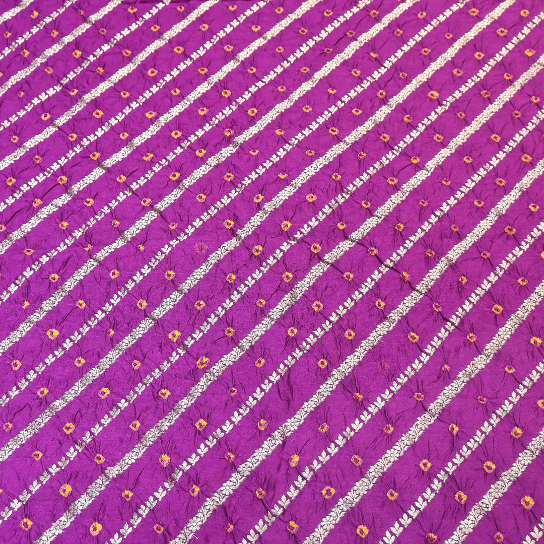 Premium Pure Chiniya Silk Zari Bandhej Fabric | Bandhej Fabric | 002171-04
