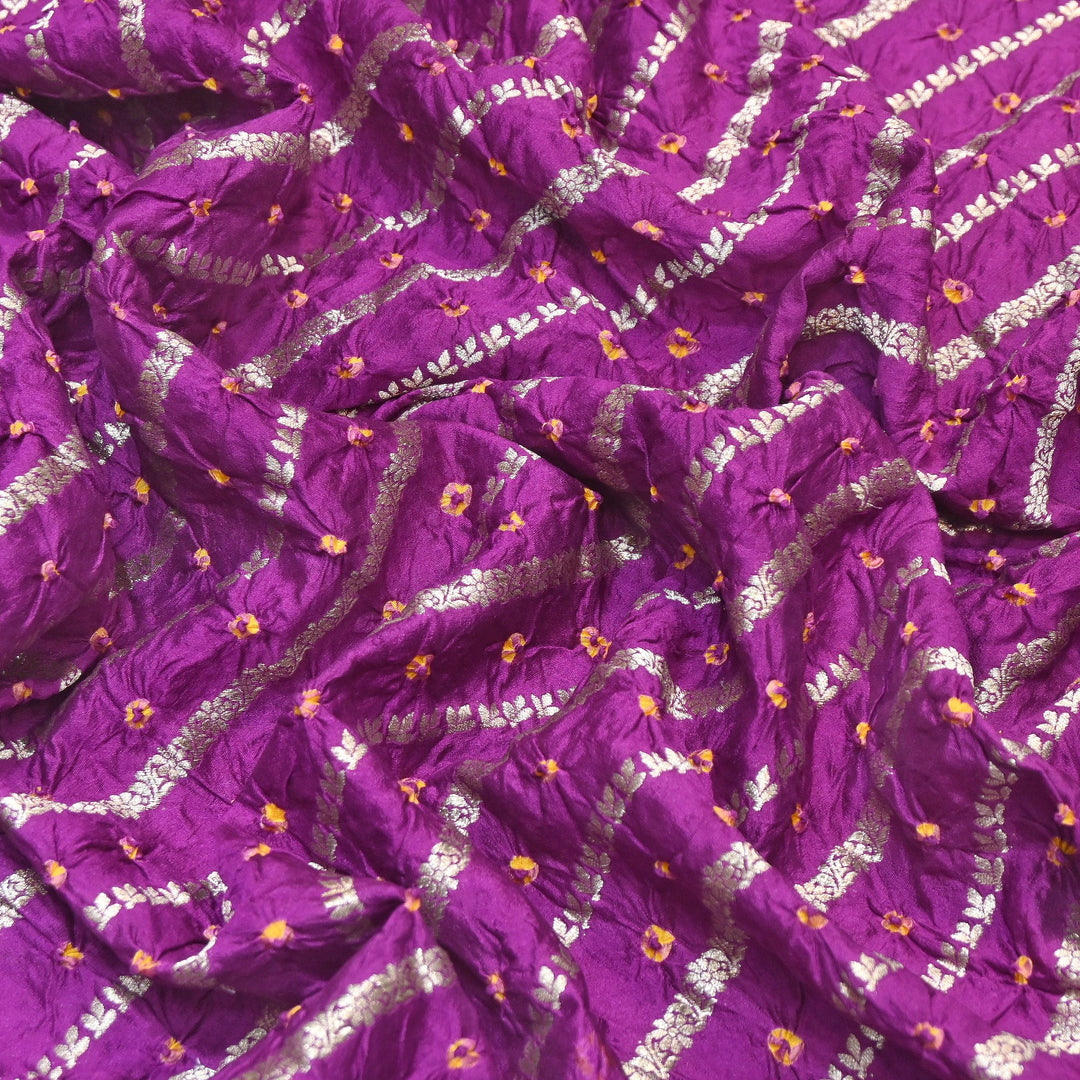 Premium Pure Chiniya Silk Zari Bandhej Fabric | Bandhej Fabric | 002171-04