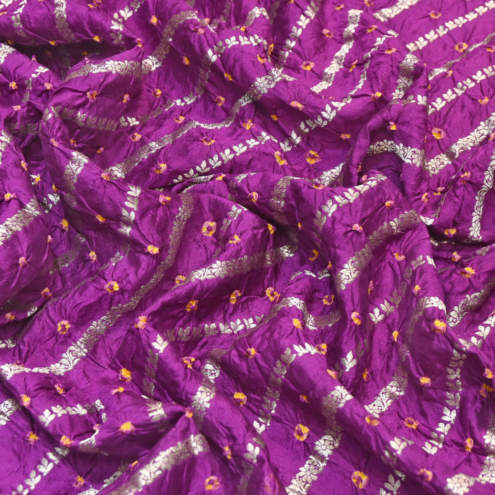 Premium Pure Chiniya Silk Zari Bandhej Fabric | Bandhej Fabric | 002171-04