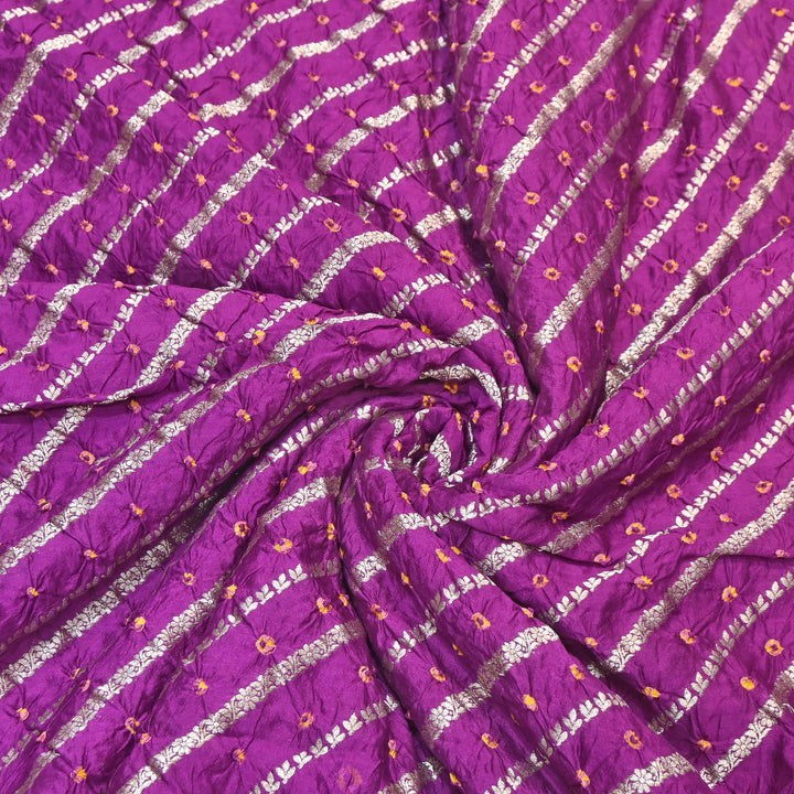 Premium Pure Chiniya Silk Zari Bandhej Fabric | Bandhej Fabric | 002171-04