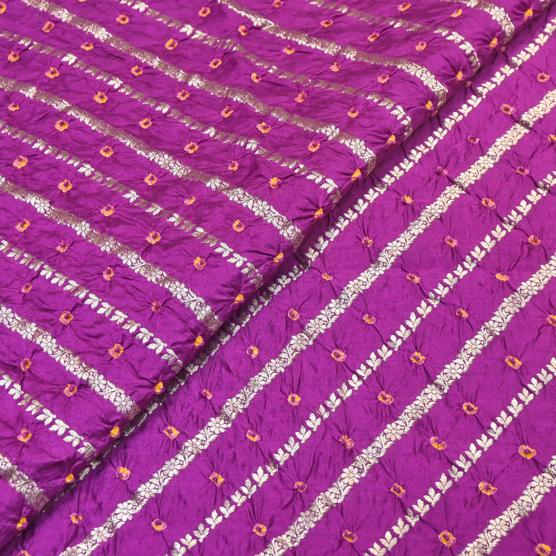 Premium Pure Chiniya Silk Zari Bandhej Fabric | Bandhej Fabric | 002171-04