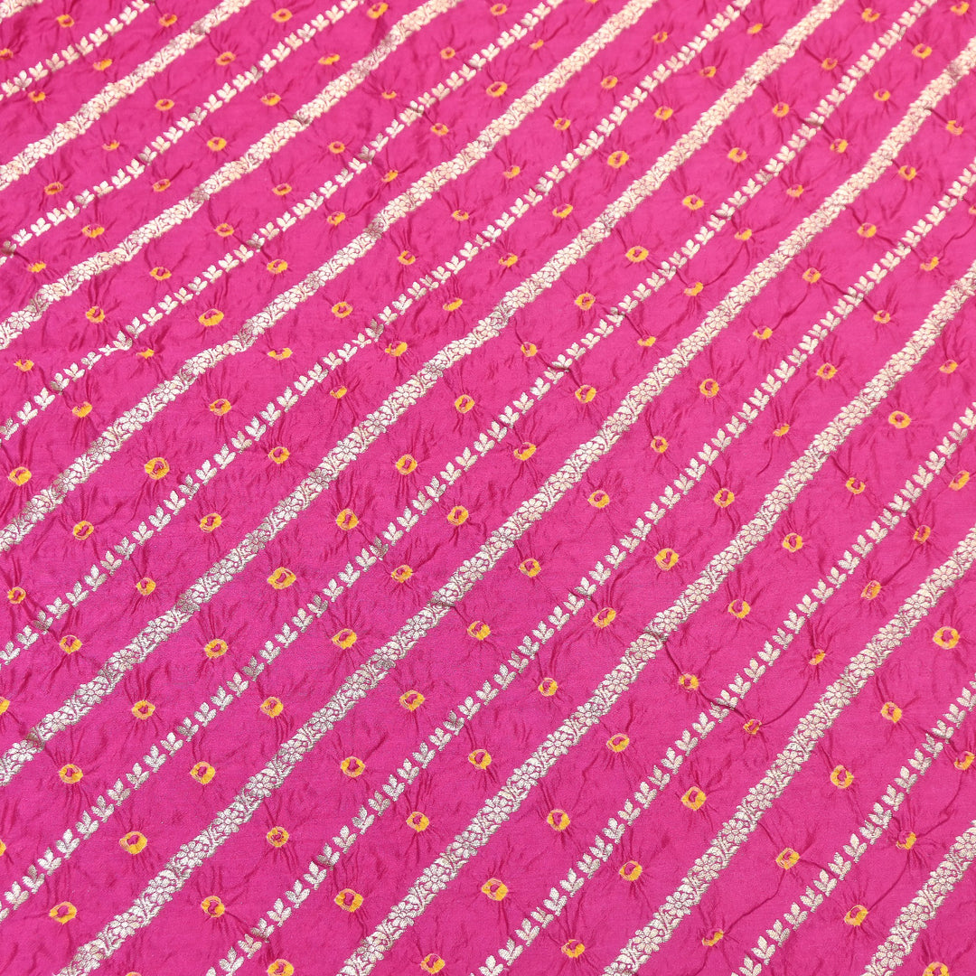 Premium Pure Chiniya Silk Zari Bandhej Fabric | Bandhej Fabric | 002171-05