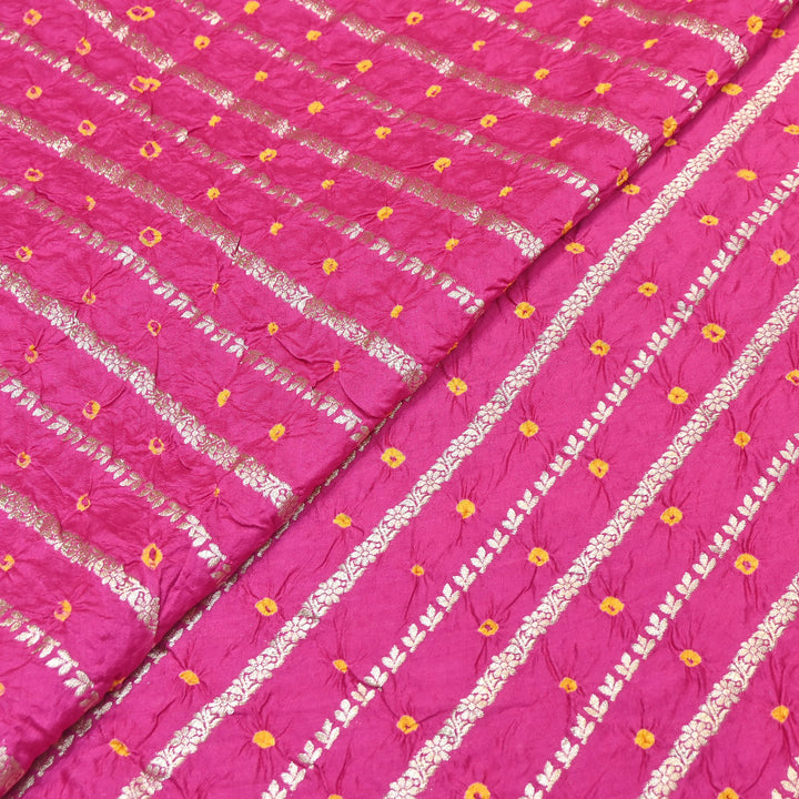 Premium Pure Chiniya Silk Zari Bandhej Fabric | Bandhej Fabric | 002171-05