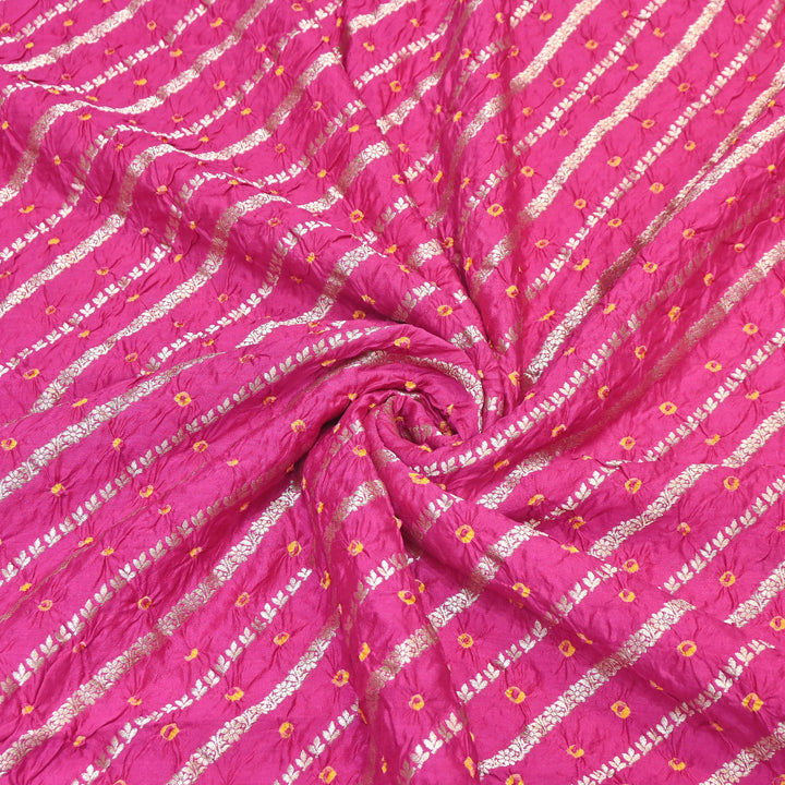 Premium Pure Chiniya Silk Zari Bandhej Fabric | Bandhej Fabric | 002171-05