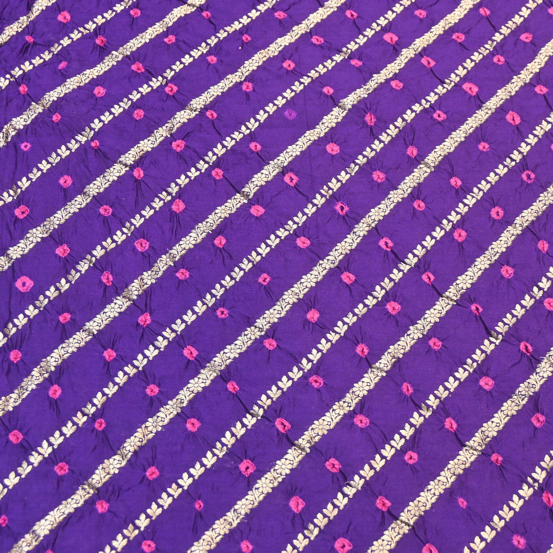 Premium Pure Chiniya Silk Zari Bandhej Fabric | Bandhej Fabric | 002171-06