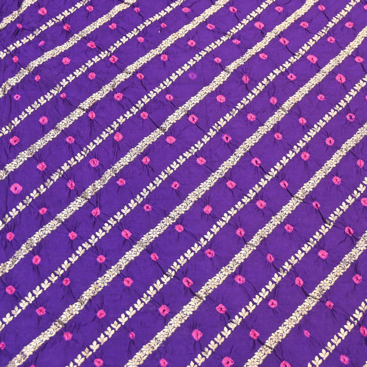 Premium Pure Chiniya Silk Zari Bandhej Fabric | Bandhej Fabric | 002171-06