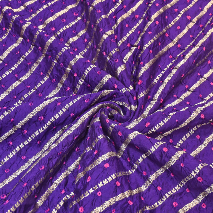 Premium Pure Chiniya Silk Zari Bandhej Fabric | Bandhej Fabric | 002171-06