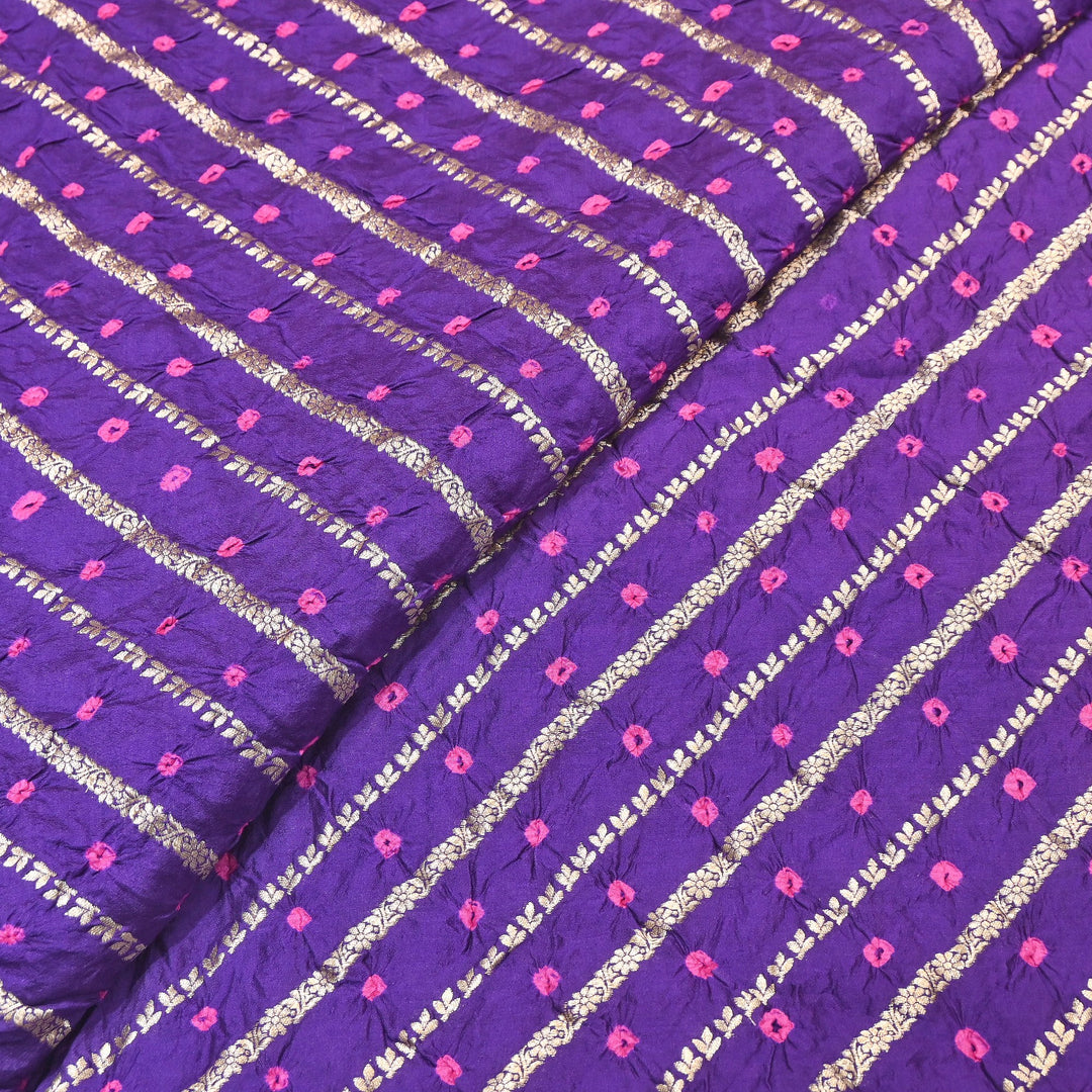 Premium Pure Chiniya Silk Zari Bandhej Fabric | Bandhej Fabric | 002171-06