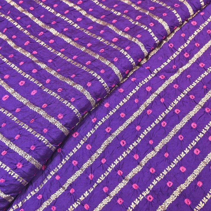 Premium Pure Chiniya Silk Zari Bandhej Fabric | Bandhej Fabric | 002171-06