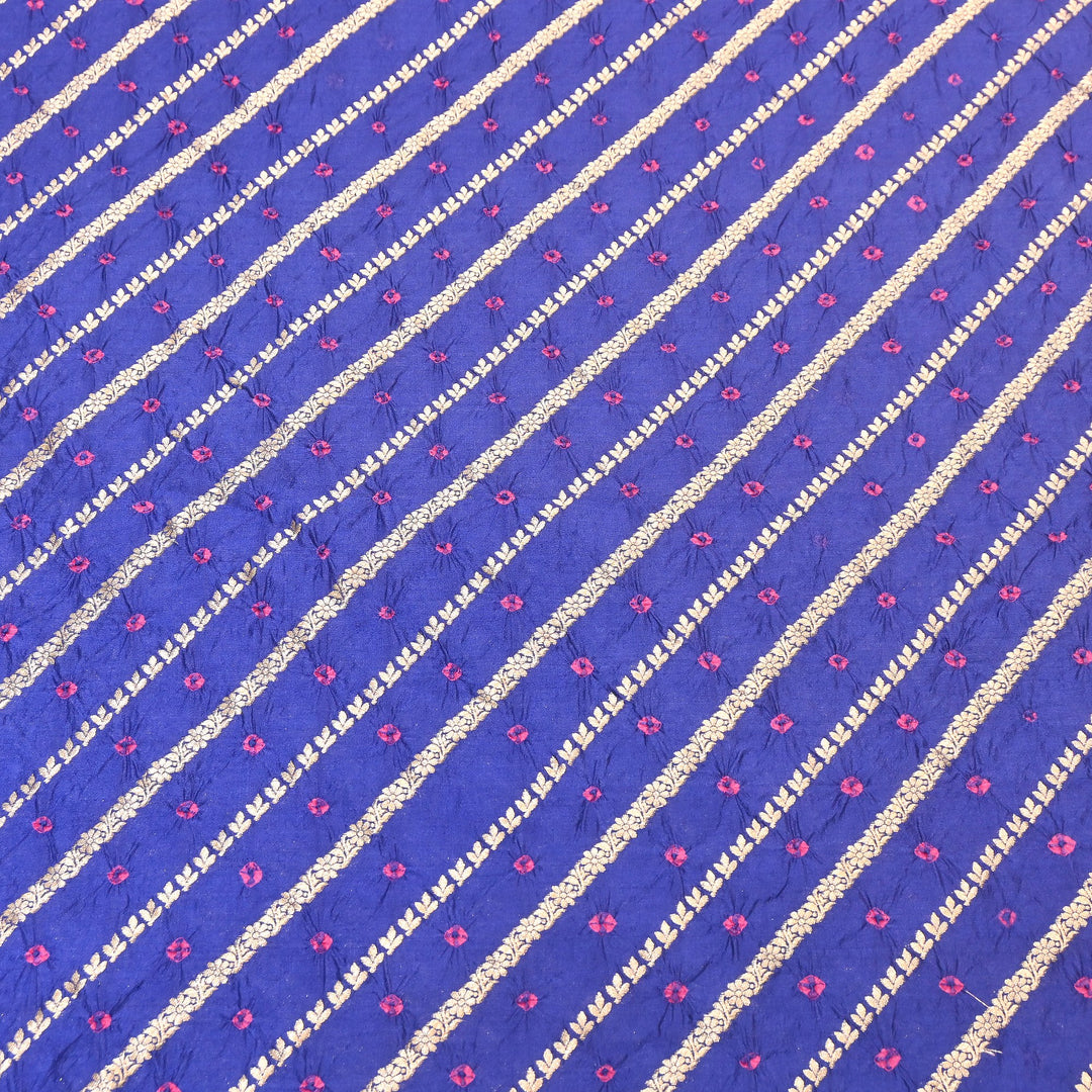 Premium Pure Chiniya Silk Zari Bandhej Fabric | Bandhej Fabric | 002171-07