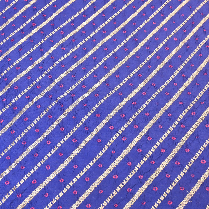 Premium Pure Chiniya Silk Zari Bandhej Fabric | Bandhej Fabric | 002171-07