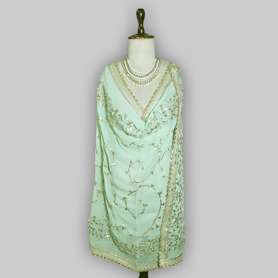 Pista Green Color Elegant Georgette Dupatta with Gota Patti Work | Festive & Wedding Dupatta  Fabric